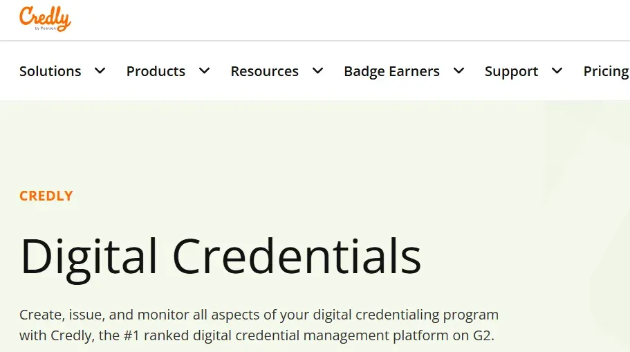 Credly by Pearson digital credentials product page