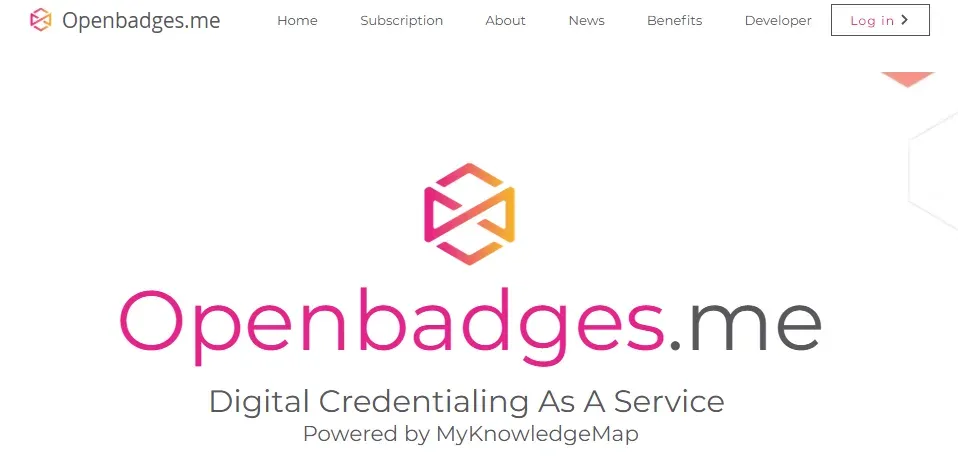 Openbadges.me homepage: digital credentialing as a service by MyKnowledgeMap