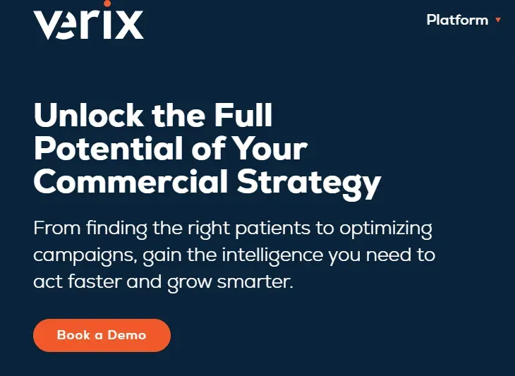 Verix homepage headline about unlocking commercial strategy potential