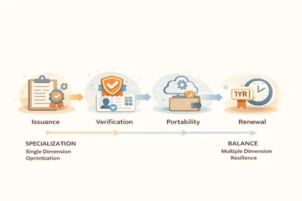 Credential lifecycle stages from issuance to verification, portability and renewal