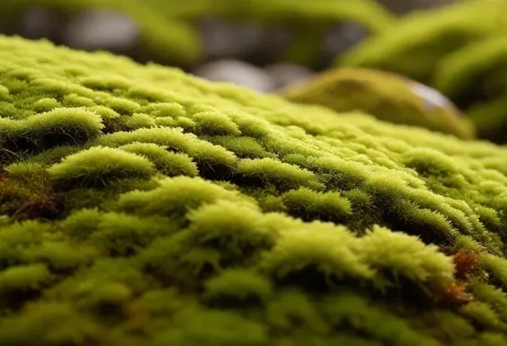 Close-up of bright green moss